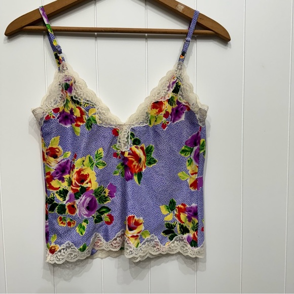 VTG Victoria's Secret Gold Label Satin Camisole Tank Top Cottagecore Floral - Picture 8 of 9